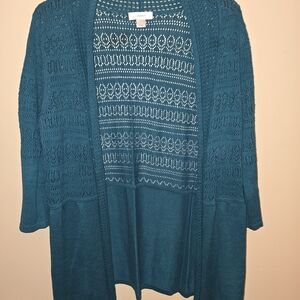 CJ Banks Teal Knit Cardigan
